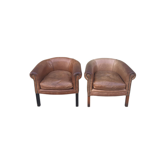 Pair of Vintage Leather Club Chairs 33281