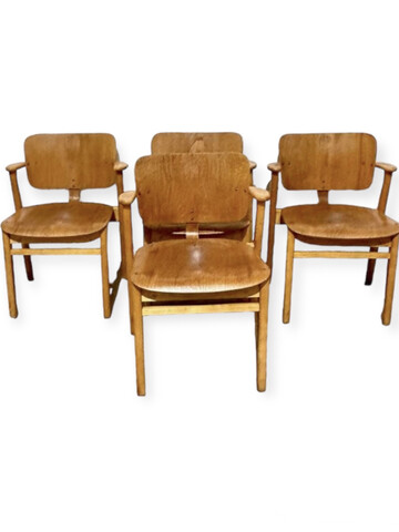 Set of (4) French Mid Century Dining Chairs 66762