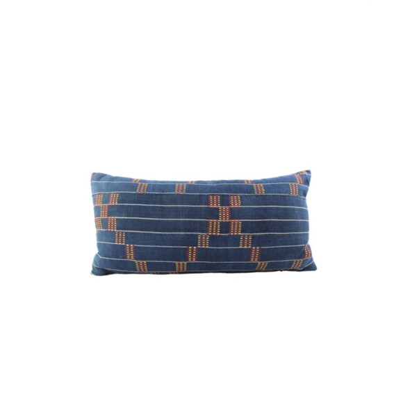 19th Century African Indigo and Embroidered Textile Pillow 73867