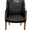 Pristine Danish 1940's Black Leather Chair 74140