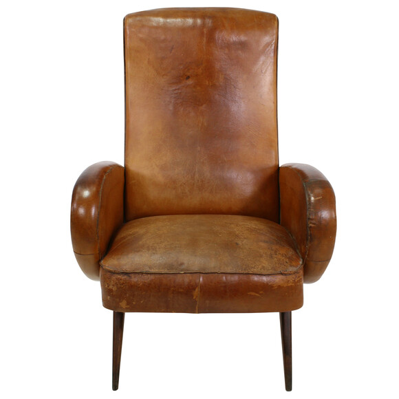 French Mid Century Leather Arm Chair 20499