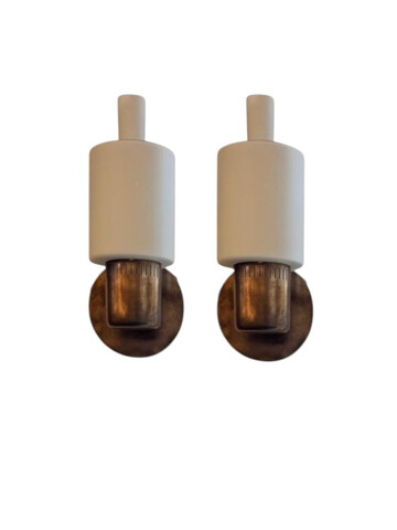 Pair of Fog & Morup Brass and Opaline Shade Sconces 78124