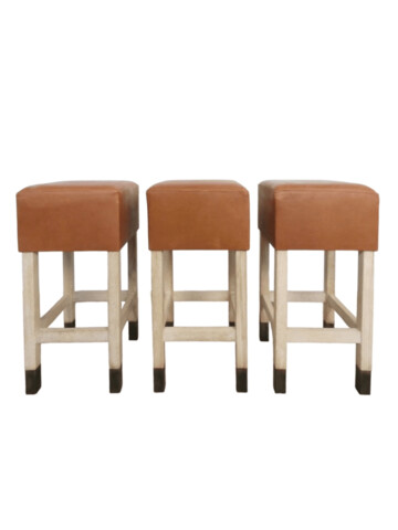 Lucca Studio Set of (3) Percy Saddle
Leather and Oak Stools 59886