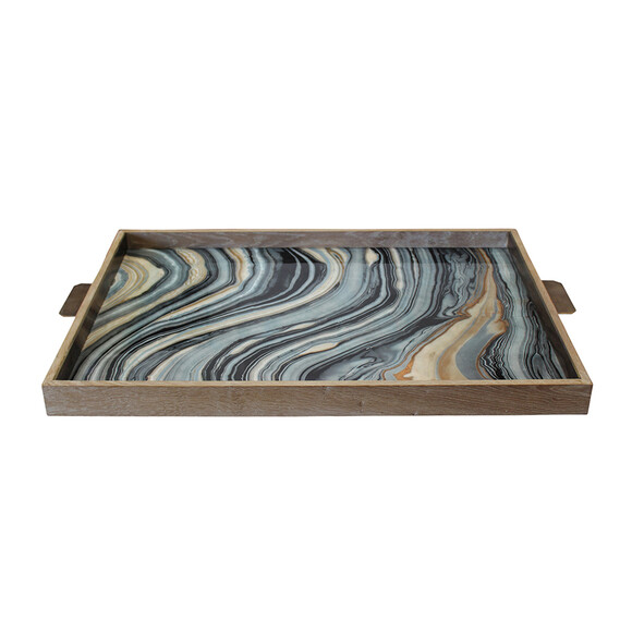 Limited Edition Oak And Marbleized Paper Tray 21477