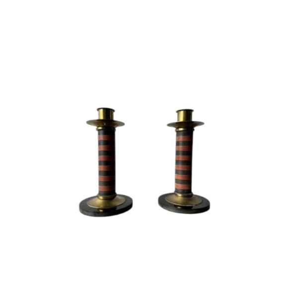 A Pair of 1930's Deco Brass and Bakelite Candlesticks 78990