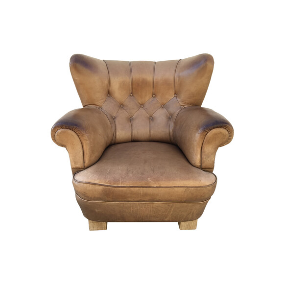 Single Large Scale French Leather Arm Chair 32288