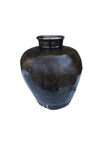 Large Black Glazed Ceramic Vessel from Central Asia 68180
