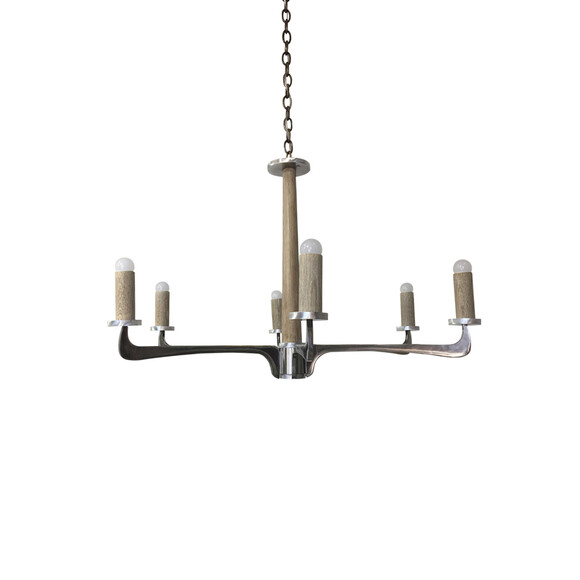 Lucca Studio Porto Oak and Stainless Chandelier 74151