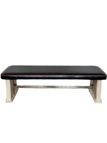 Lucca Studio Morton Oak and Leather Bench 74883