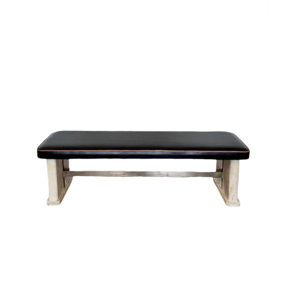 Lucca Studio Morton Oak and Leather Bench 74283