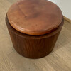 Lucca Studio Douglas Oak and Leather Top Ottoman/Stool 74805