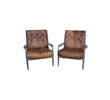 Pair of Danish Oak and Leather Cushions Arm Chairs 27410