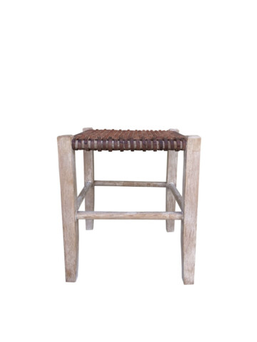 Lucca Studio Thelma Woven Leather Stool 77093