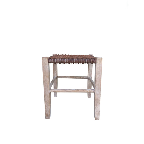 Lucca Studio Thelma Woven Leather Stool 72580