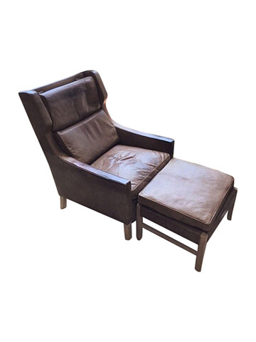 Single Danish Mid Century Arm Chair with Ottoman 60974