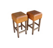 (3) Belgian leather and oak stools 29943