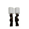 Pair of Lucca Studio Currier Sconces in Bronze and Leather 73549