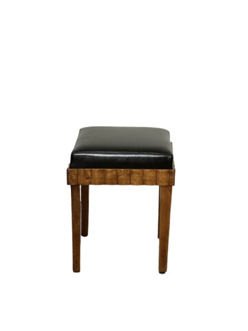 French Deco Burlwood and Leather Stool 65590