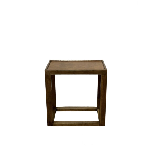 Lucca Studio Capro Walnut and Vintage Leather Top Side Table 74785