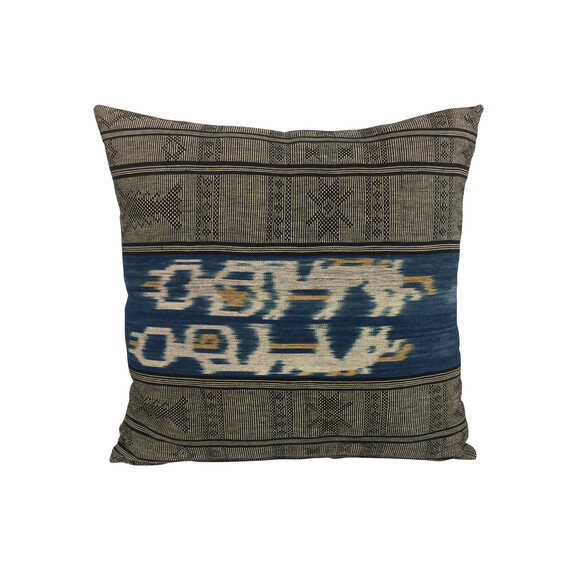 Vintage Indonesian Indigo Ikat Textile Pillow 19450