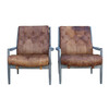 Pair of Danish Oak and Leather Cushions Arm Chairs 27410