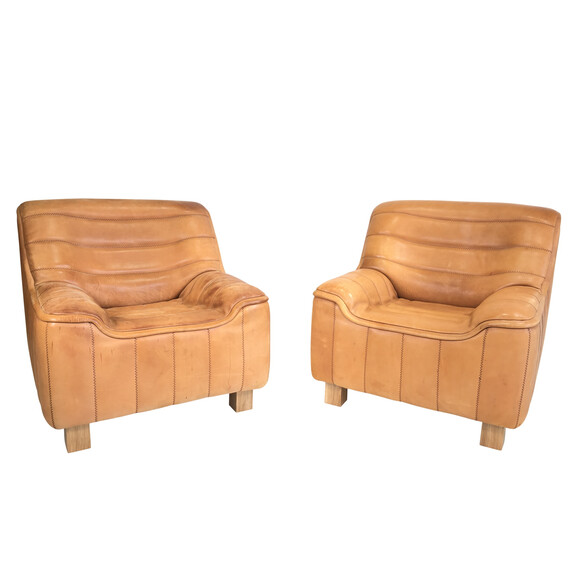 Pair DeSede Leather Arm Chairs 24726