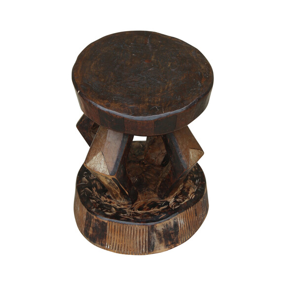 Limited Edition Carved Antique African Base Stool/Side Table 26672