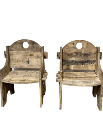 Pair of French Primitive Arm Chairs 64766