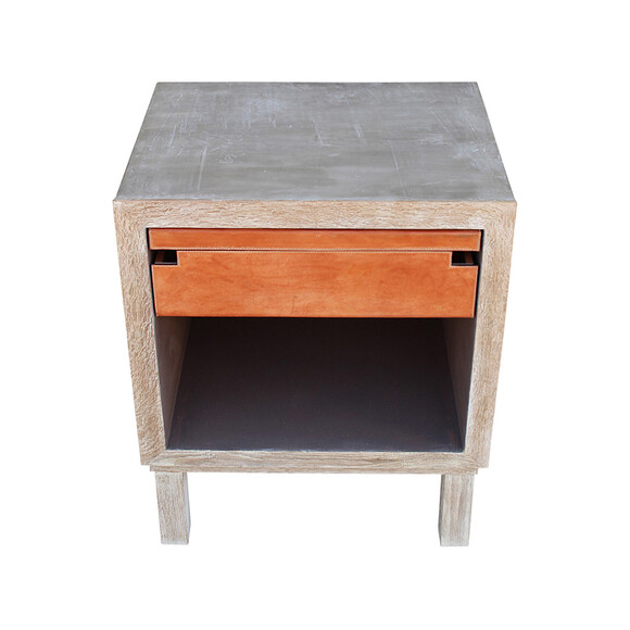 Limited Edition Oak and Saddle Leather Night Stand 28237