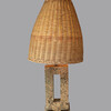 French Cork Base and Rattan Shade Table Lamp 29822