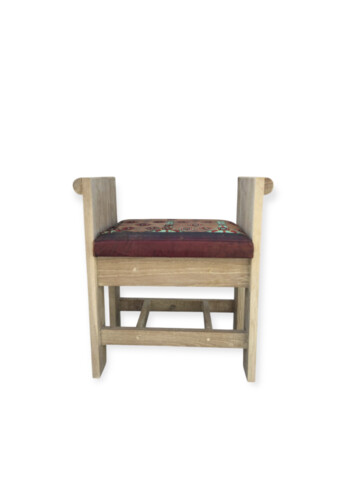 Limited Edition Oak Bench with Vintage Moroccan Leather Seat 66772