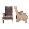 Pair of French Oak Arm Chairs w Suede Cushions 29303