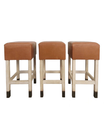 Lucca Studio Set of (3) Percy Saddle
Leather and Oak Stools 66065