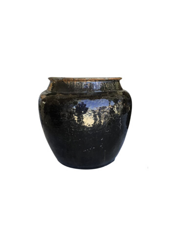 Antique Central Asian Black Glazed Pottery Vessel 66089