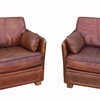 Pair Roche Bobois Leather Arm Chairs 21121