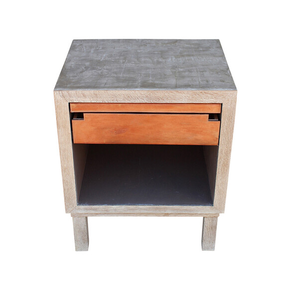 Limited Edition Oak and Saddle Leather Night Stand 28238