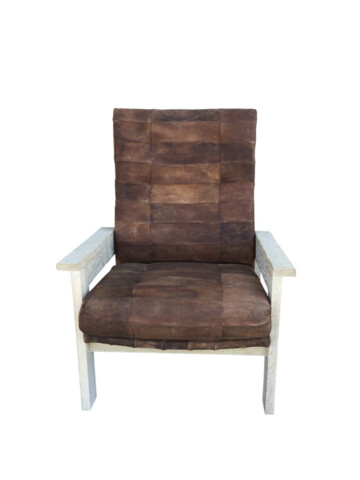 Limited Edition Single Oak and Vintage Leather Chair 67696