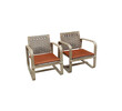 Pair of French Rope Arm Chairs With Leather Seat 27271