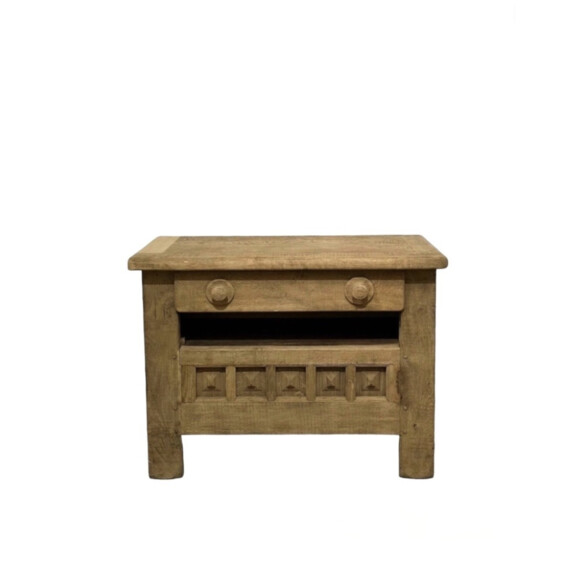 French 1960's Solid Oak Nightstand 74390