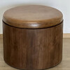 Lucca Studio Douglas Oak and Leather Top Ottoman/Stool 74298