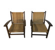 French Rush and Oak Armchairs with Leather Cushions 16526