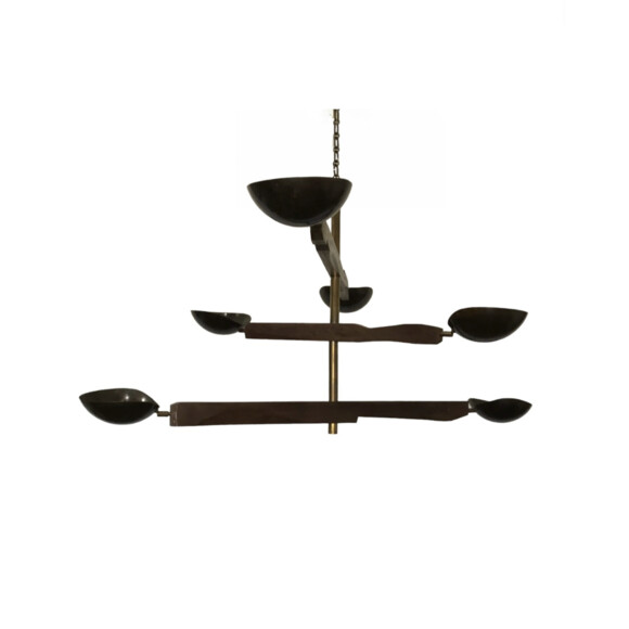 Lucca Studio Channing Chandelier with  Wood and Brass Element. 74690