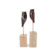 Pair of Sculpted Wooden Owls on Stands 58291
