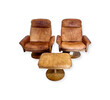 Pair of DeSede  Swivel Leather Chairs and Ottoman 74540