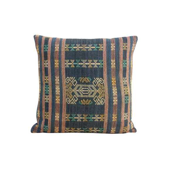 Antique Indonesian Indigo Embroidery Textile Pillow 23396