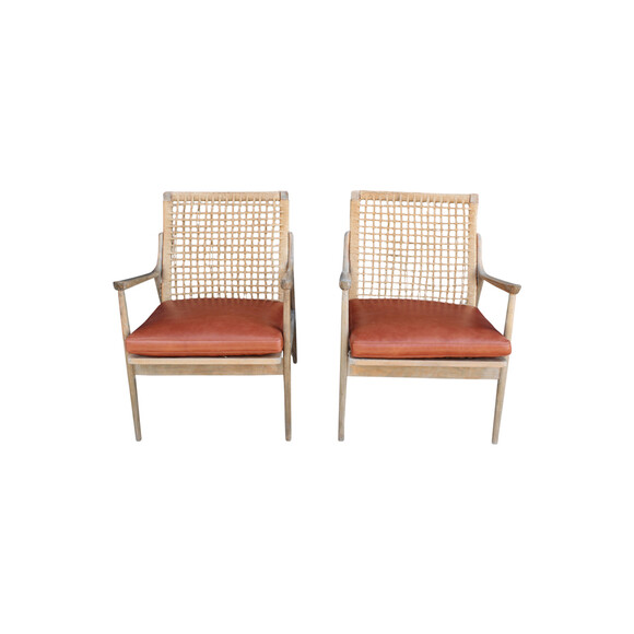 Pair Danish Woven Arm Chairs 23218