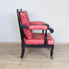 19th Century Ebonized English Bobbin Arm Chairs in Red Leather 63104