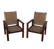 Pair French Woven Rush Arm Chairs 23158