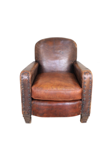 Single French 1940's Leather Club Chair 66225