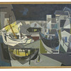 Danish Mid Century Cubist Oil Painting of Harbor 24494